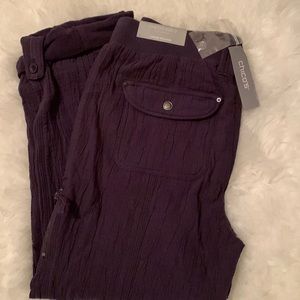 CHICO’s Crinkle Cotton Cargo Jogger, Blue SZ 4 NWT